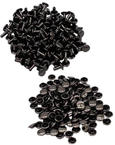 dailymall 100pcs Hohlnieten Doppelkopf 8mm für Leder, Textilien, Taschen, Stoff Dekor - Schwarz