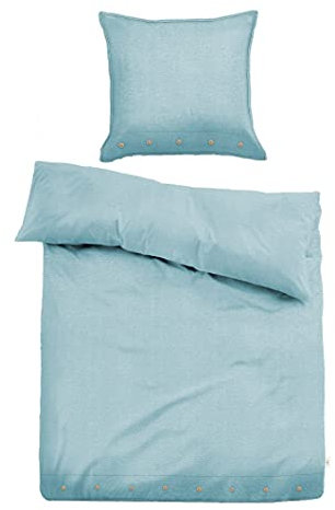 TOM TAILOR 0500500 Bettwäsche Garnitur mit Kopfkissenbezug Leinen Natural Colors 1x 155x220 cm + 1x 80x80 cm + 1x 40x40 cm light blue