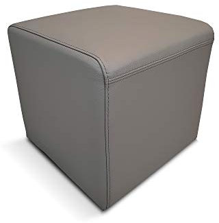 Quattro Meble Graues Echtleder Hocker 40x40x40 cm Leder Toledo Smog Sitzhocker Rindsleder Sitzwürfel Polsterhocke Fußhocker Echt Leder Puff