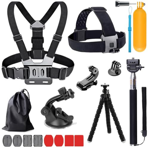 YEHOLDING 13-en-1 Accessoires pour Gopro, Kit d'accessoires pour caméra d'action Compatible avec GoPro Hero 13 12 11 10 9 8 Max 7 6 5 4 Black SJ4000 et Autres caméras de Sport