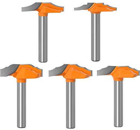 Cqinju-router bit 1/46mm Shank Door Frame Lace Knife Door Engraving Profiled Lace Cabinet Engraving Milling Cutter, Woodworking Tool Kit (Cutting Edge Length : 5pcs 6mm shank)