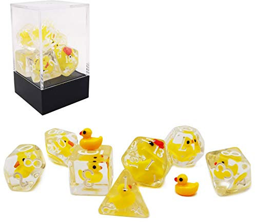 Bescon YellowDuck RPG Dice Set of 7, Novelty Yellow Duck Polyhedral Game Dice Set