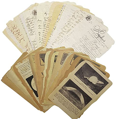 50 Stück Scrapbooking Papier Deko Vintage Journaling Scrapbooking Zubehör Craft Kits Junk Journal Seiten Retro Craft Papier Dekorativ für Album Tagebuch Scrapbook DIY, Stil D