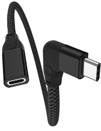 Itramax Right Angle USB C Extension Cable for iPhone 17 Air,0.2M Short USBC Cable Type C 3.1 3.2 Gen2(10Gbps) Male to Female Thunderbolt 3 Cord for iPhone 16 15 Pro Max,iWatch 10,Mac,iPad Mini 6 7 7th