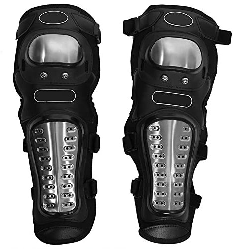 Yuecoom Ginocchiere, 2 pezzi in acciaio inossidabile Motocross ATV Ginocchiere per adulti Set di protezioni per parastinchi, ginocchiere motocross uomo