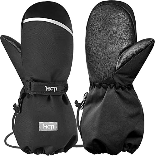 MCTi Skihandschuhe Kinder Kinderhandschuhe Wasserdicht Fäustlinge Handschuhe 1-17 Jahre Jungen Mädchen Winterhandschuhe Schwarz XS