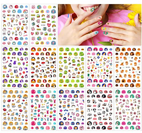 Qpout Gemischt Tier Nagel Aufkleber Abziehbilder (600 Muster), Katze Panda Alpaka Dinosaurier Hund Hase Igel Tiger 3D Selbstklebende Nageldekoration für Mädchen Kinder
