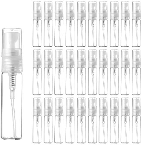 Trsnzul 30 Pezzi Bottiglie Spray Campione 5ml Atomizzatore di Profumo Bottigliette Spray Vuote Flaconi Spray Mini Flacone Spray Vetro Spray Bottiglie di Profumo Ricaricabili con Nebulizzatore