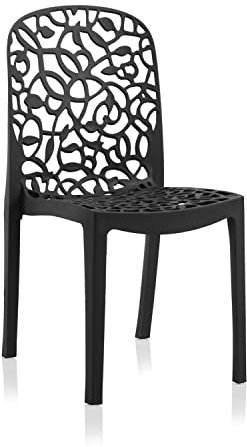 PEGANE Lot de 6 chaises de Jardin empilables en résine Coloris Anthracite - Longueur 47 x Profondeur 50 x Hauteur 87 cm