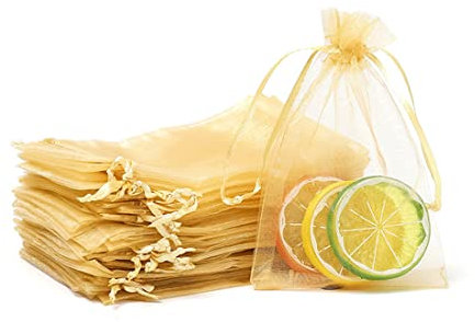 Reccisokz 50 Geschenkbeutel aus klarem Garn, Schmuckbeutel, Geschenkbeutel für Geburtstage und Hochzeiten (gold)