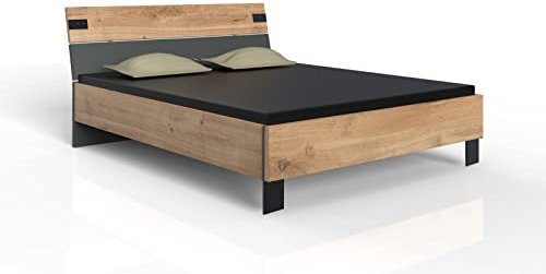 möbelando Komplettschlafzimmer Malmö aus Spanplatte in Plankeneiche-Nachbildung mit Absetzungen in Graphit. Abmessungen (B/H/T) 252x94x210 cm