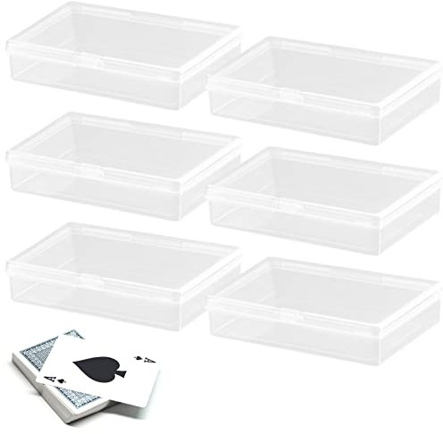 inheming 6 Stück Spielkarten Box Leer Kartenbox Klein Plastik Spielkarten Aufbewahrungsbox Transparente,Mini Plastik Boxen mit Deckel - 9.7 x 7 x 2.4 cm