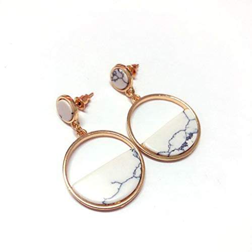 Generic Klassische Damen-Ohrringe Marmor-Mode-runde geometrische Vintage Wild-Ohrringe Ohrringe Anhänger Set compatible with Machen (white, One Size)