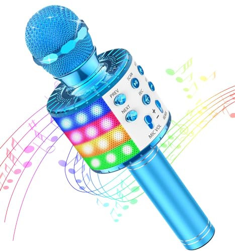 GeschenPark Spielzeug ab 3 4 5 6 7 8 9 10 Jahre Junge, Mikrofon Kinder mit LED Licht, Tragbare Karaoke Mikrofon Kindertagsgeschenke, Ostergeschenke Spielzeug für Kinder, Junge und Erwachsene