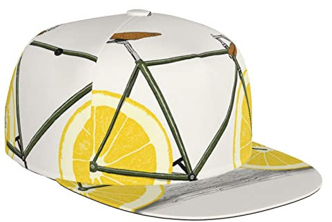 ADFSHIDS Baum Blumen Natur Landschaft Baseballkappen für Männer Frauen Klassische Baseballkappe Outdoor Sport Sonnenmütze Flache Krempe Hüte, Lemon Bike, One size