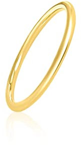 Mary & Jules Ring Gold Damen aus echtem 925 Sterling Silber, Vorsteckring vergoldet, schlichter, feiner Damenring, Verlobungsring, Eheringe Gold, aus recyceltem Silber, Größe 56