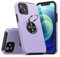 KRAFTCARE Case Compatible for iPhone 12 with Kickstand Ring and Screen Protector, Shockproof and Anti Scratch Magnetic Built-in Ring Stand Case Compatible for iPhone 12 - Purple