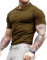 Lehmanlin Men's Muscle Polo Shirts Short Sleeve Casual T- Shirts Slim Fit Stretch Ribbed Golf Tops（Brown/L）