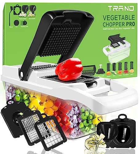 Vegetable Chopper 16-in-1 Mandoline Vegetable Slicer Onion Food Chopper Cutter Multifunction Mini Dicer Manual Spiralizer Kitchen Gadgets for Onion Veg Garlic Potato Salad Cheese Julienne Grater