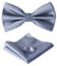 HOULIFE Fliege Herren Set - Verstellbare Fliege aus Satin Polyester Vorgebunden Fliege, einfarbige Einstecktuch, Manschettenknöpfe Set für Bräutigam Hochzeit mit Geschenkbox, Dunkelgrau