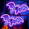 Bat Halloween Neon Lights for Dorm Wall Decor,Neon Light up Halloween Decor LED Night Lights Table Ornaments for Christmas Party, Battery Powered Neon Bat Sign Kids Gifts(2Purple)