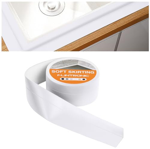flintronic Sigillante Impermeabile, 5m / 55mm Battiscopa Morbido PVC Sigillante Autoadesivo Nastro, Impermeabile, Antiolio e Antimuffa Utilizzato per Piastrelle da Cucina/Bagno, etc