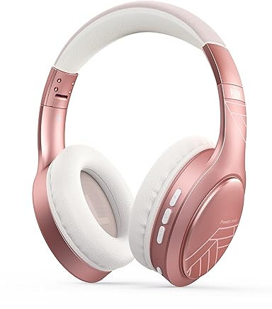 PowerLocus Bluetooth Kopfhörer Over Ear, Kopfhörer Kabellos mit 3-EQ modi, 60std. Spielzeit, Hi-Fi-Stereo Faltbare Headset mit Mikrofon, Memory-Foam Ohrpolster und Stoff-Stirnband für Handy/Reisen/PC