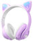 Kids Headphones, Wireless Bluetooth 5.3 Headpsets, Cute Cat Ear Headphones with RGB Lighting, Stereo Sound, Foldable Over-ear Headphones for Boys Girls Travel Online Classes School Gifts (Purple)