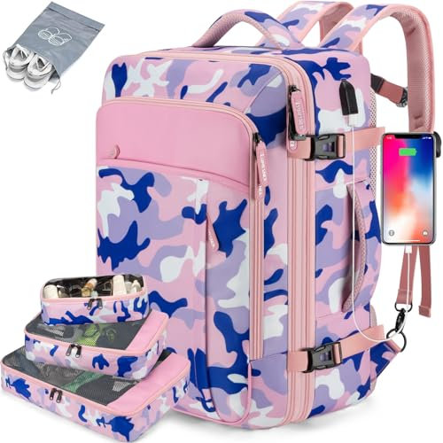 Lumesner Handgepäck-Rucksack (Camouflage Pink, XL)