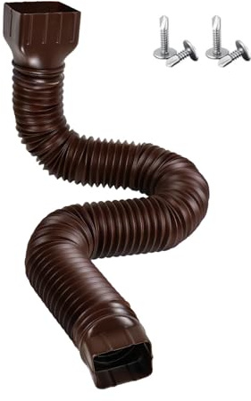 Cocoarm Flexible Dachrinnen-Fallrohrverlängerung, Verstellbare Länge, Einziehbare Regenrinnen-Ablaufrohr-Ablaufrohr-Ablaufverlängerungen Zur Regenumleitung, Teleskopdesign (Brown) | Ablenkung Von Regenwasser Zur Vermeidung Von Erosion, Flexibles Teleskopdesign Aus Pe Und Abs