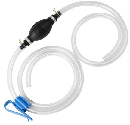 Suvnie Tubo flessibile per sifone per benzina, pompa di trasferimento del carburante con punta in ottone e clip a pinza, tubo portatile manuale per trasferimento del carburante per auto, per benzina,