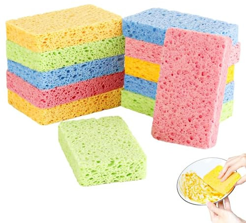 12 PCS Cleaning Scrub Sponges Washing Up Cleaning Sponges Kitchen Sponges Cellulose Sponges Sponge Colourful Cellulose Natural Dish Sponge Dish Sponge Kitchen Sponges Multipack