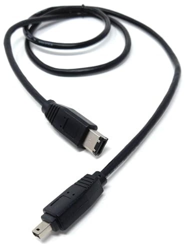 DRUT 1m Firewire 6 Pin to 4 Pin Male Cable (400 IEEE 1394) Lead for Connecting Digital Camera, Camcorders to a PC or Laptop 3.3ft
