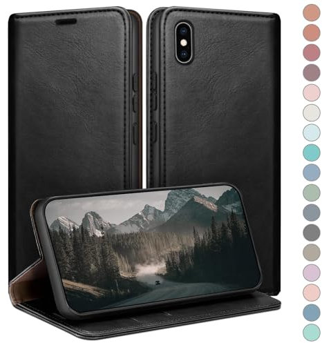 HUOUH for iPhone XS Max 6,5 Wallet case with RFID Blocking PU Leather,Credit Card Holder,Flip Folio Book Phone cases Shockproof Cover Women Men for Apple XS Max case Black