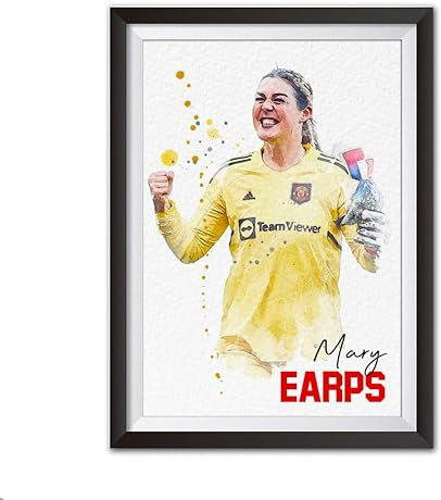 Mary Earps Manchester United Women's Super League A4 Watercolour Style Digital Print Girls Football