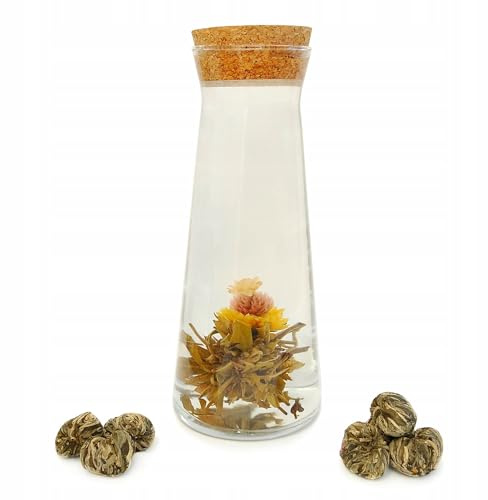 Winoszarnia Blühender Tee Gold Ingot (3er Pack) | Handgebundene Teeblume Weiß-Grün | Premium ErblühTee mit Jasmin | Spektakuläres Tee-Geschenk-Set | 3 Kugeln für bis zu 12 Aufgüsse