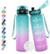 HoneyHolly Trinkflasche Sport, 500ml Auslaufsicher Kunststoff, Wasserflasche, Trinkflasche Kohlensäure Geeignet, Sportflasche für Fahrrad, Kinder, Schule, Fitness, Yoga, Green Powder