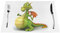 Lustige Dinosaurier-Drachen-Platzsets, waschbar, PVC, rutschfest, rechteckig, für Küche, Esstisch, wärmeisolierende Tischsets, 45 x 30 cm