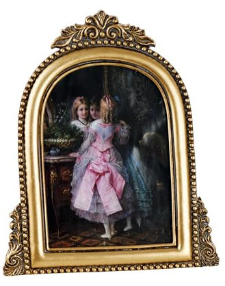 Kunstvoller gewölbter Bilderrahmen, Vintage-Stil, handgefertigt, Kunstharz, mit Staffelei für Tischplatte und Wand, 10 x 15 cm