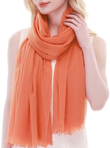 RIIQIICHY Orange Scarf for Women Ladies Lightweight Scarves Pashmina Shawls Wraps Wedding Head Neck Scarfs