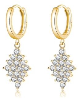 SLUYNZ Sterling Silber CZ Creolen Ohrringe für Damen Zirkonia Ohrringe Huggie(18K Gold Plated)
