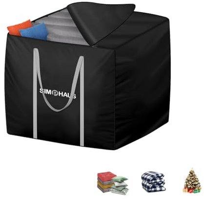 SIMPHAUS Auflagentasche Gartenpolster Tasche für Gartenmöbel Auflagen mit Reißverschluss,Stuhlauflagen Aufbewahrung,Kissentasche,Aufbewahrungstasche für Weihnachtsbaume Quadratisch 80x80x90cm