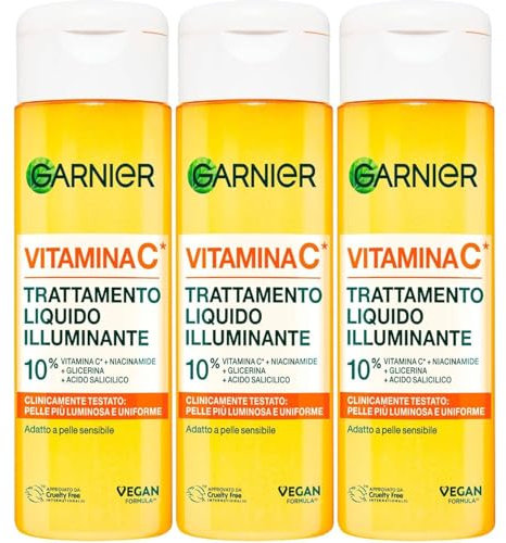 Garnier Vitamin C Flüssigbehandlung für das Gesicht geeignet für empfindliche Haut Vegane Formel 120 ml 3 Einheiten