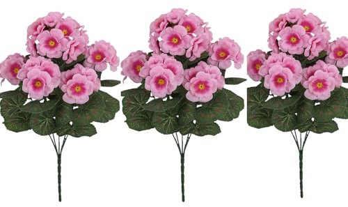 Künstliche Blumen, 3 Bündel Künstliche Geranien Seidenblumen Im Freien Und Innen, Seidenblumen, Künstlich-e Geranien UV-beständige, Heimdekoration, Faux Geranie Blumen Dekoration Für Hochzeit, Draußen