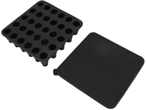 Freezer Ice Cube Tray, Silicone Easy -to -Release -Proof Ice Cube Tray Forms Food Quality with Lid for Coffee (Black)