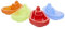 Idena 40332 - Barco de baño con Agujeros para salpicar, Juego de 4, Barcos flotantes en Colores Vivos, Juguetes para la bañera para niños a Partir de 18 Meses, la bañera, la Piscina y el arenero