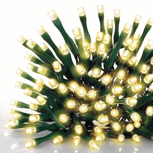EMOS LED-Lichterkette warmweiß für Innen und Außen, 24m lange IP44 Weihnachtslichterkette mit 240 LEDs + 5m Zuleitung und Netzteil, 8 Modi und 6h Timer Funktion, für Party, Weihnachten, Deko