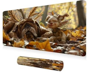 Tapis de Souris XXL 1400x600x3mm Grand Tapis Souris Chien Fille Mouse Pad Gamer, Mouse Pad à Bords Cousus, Base en Caoutchouc antidérapante, pour Gamer, Personnel de Bureau Décorer Les Cadeaux A-19