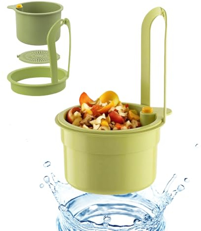 Sink Strainer, Kitchen Sink Strainer with Hanging Hooks and Removable Fine Mesh Basket for Food Catch, Colander for Kitchen Use As Strainers and Colanders,Colander with Handle 1, Green