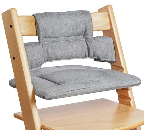 Vicloon 2-teilig Hochstuhl Sitzkissen, Passend für Stokke Tripp Trapp Kinderhochstuhl, Weiches Hochstuhlkissen mit Klettverschluss, Abnehmbar, Einfachen Reinigung Befestigung-Hellgrau